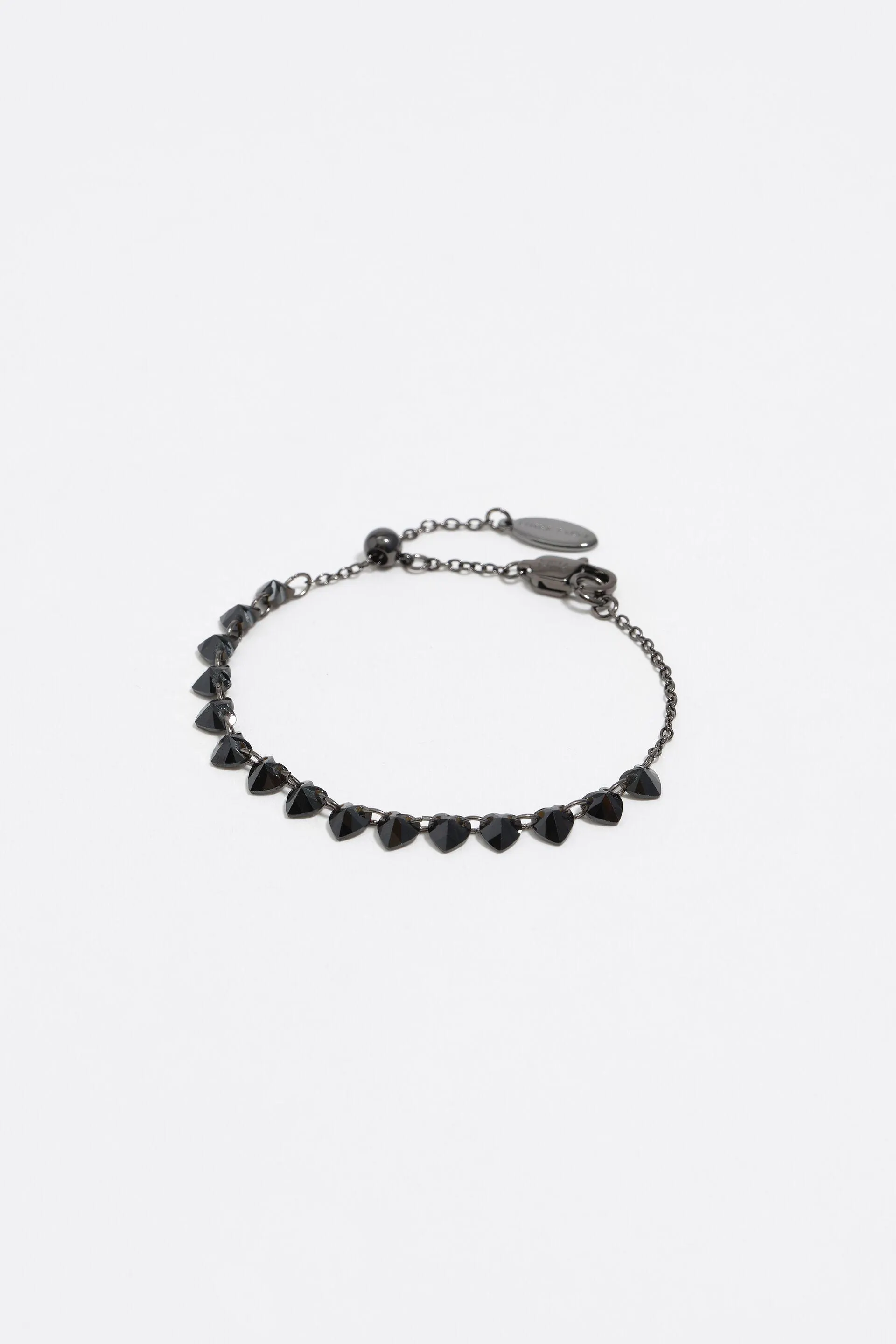 Pulsera corazones cristales negra
