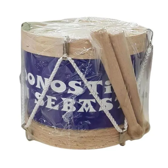 Tambor de Madera Piel Azul 13x14cm Donostia