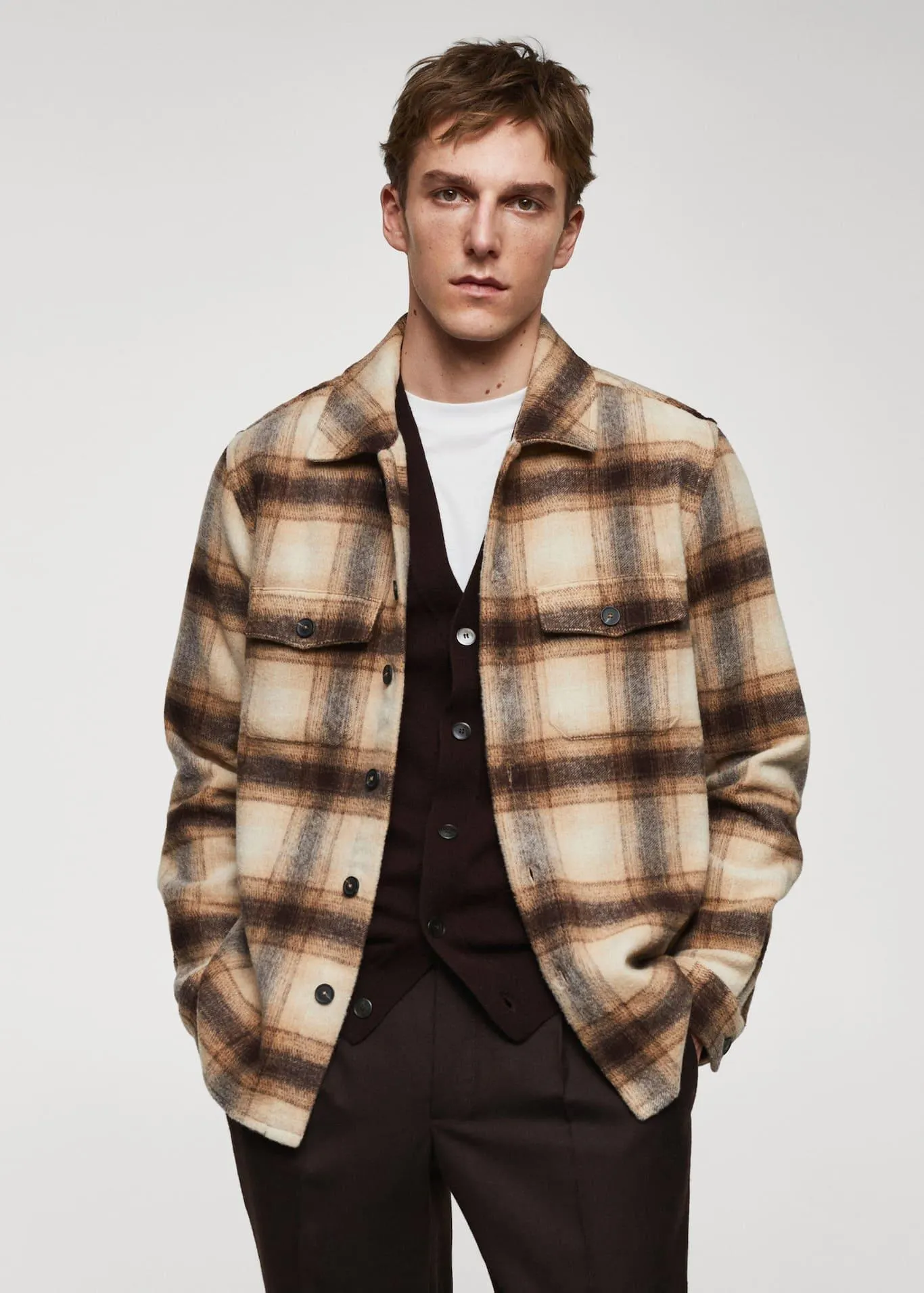 Sobrecamisa mezcla lana cuadros