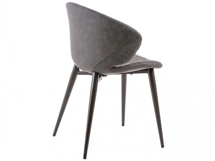 Silla de comedor tapizado símil piel gris y patas negras
