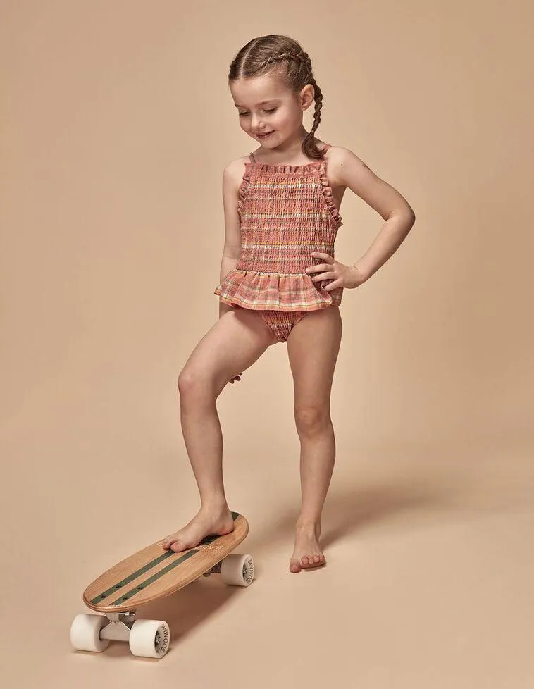 Bañador cuadros rosa