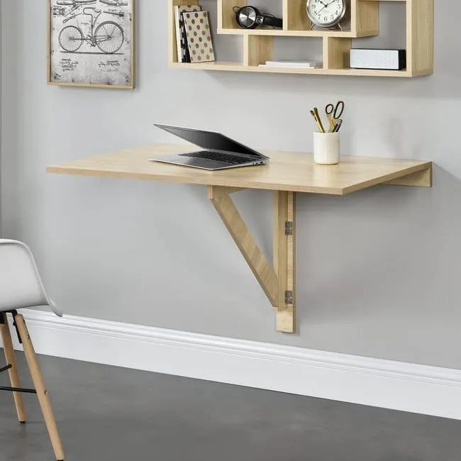 Escritorio Mesa Montada en la pared - Abatible Plegable 100 x 60 x 58 cm Efecto de madera de haya [en.casa]