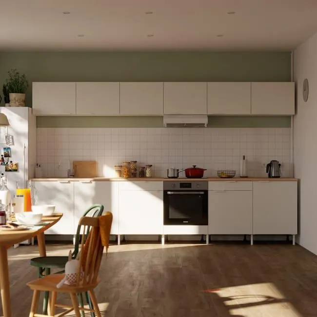 Cocina en kit Eleki blanco 7 módulos altos + 7 bajos L.360 x H.217 x P.58 cm