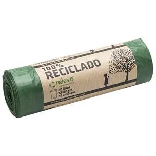 Bolsas basura 30 litros 100% recicladas Relevo 15 Uds