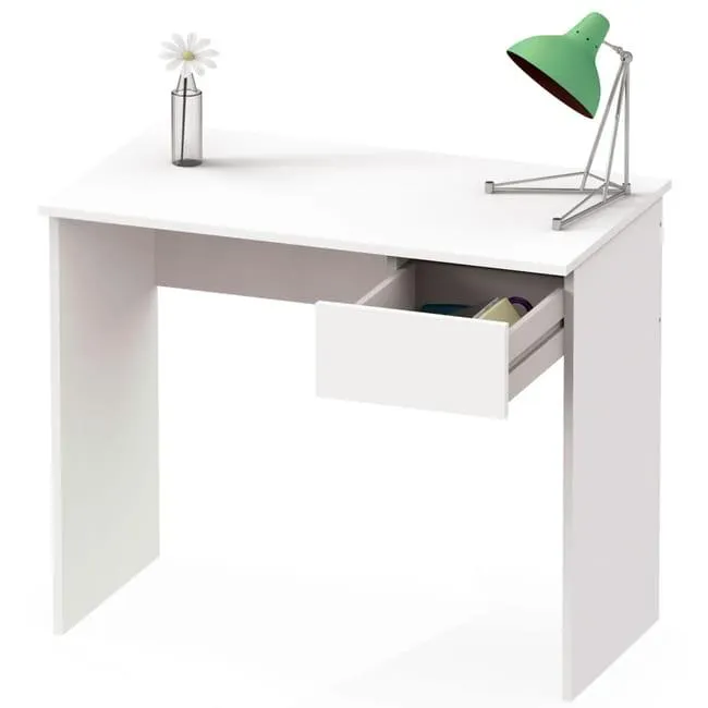 Escritorio, Mesa de Ordenador 75x90x50cm, 1 Cajón, Oficina, Habitación Juvenil, Desk, Briebe, Blanco, Nova