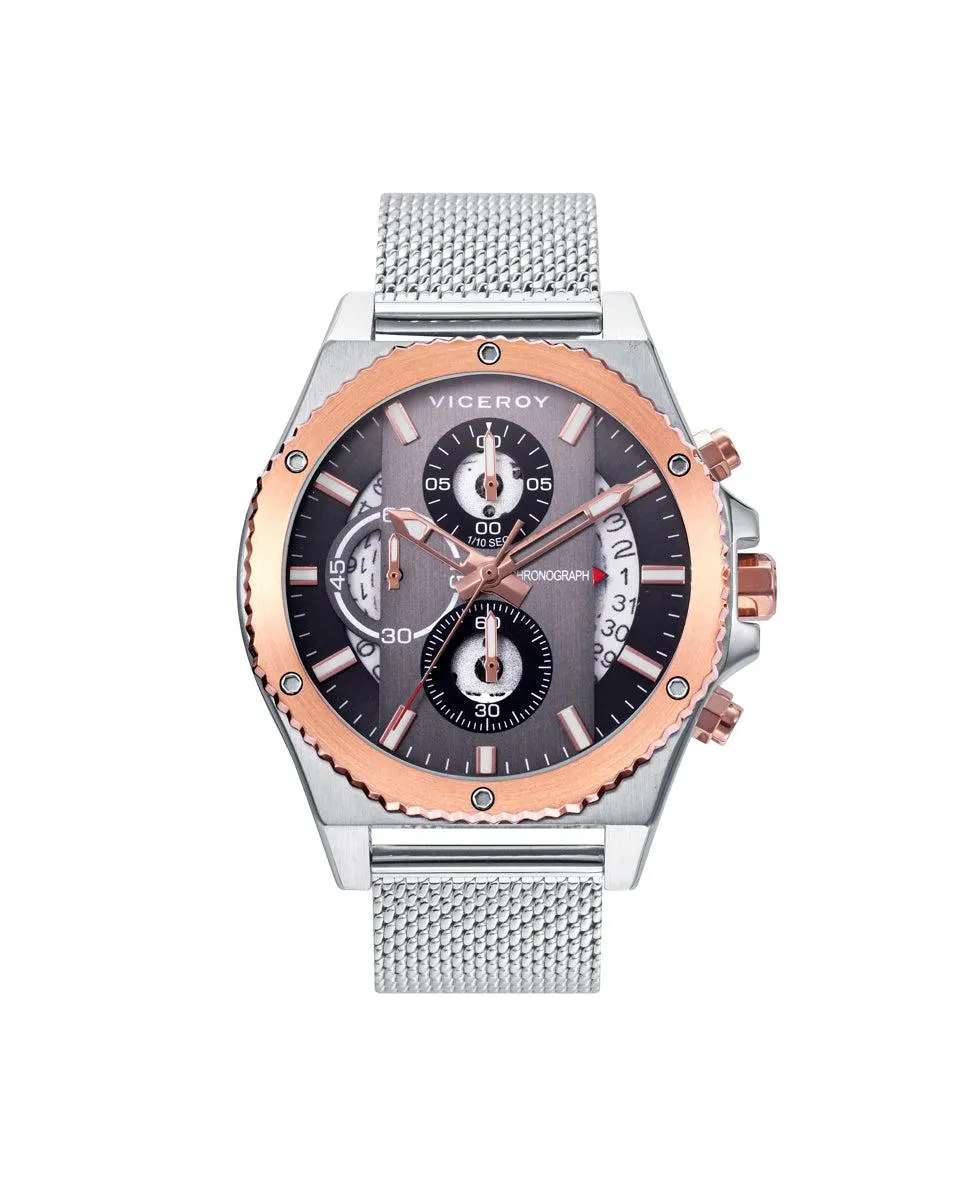 Reloj de hombre colección MAGNUM con caja y malla milanesa en acero