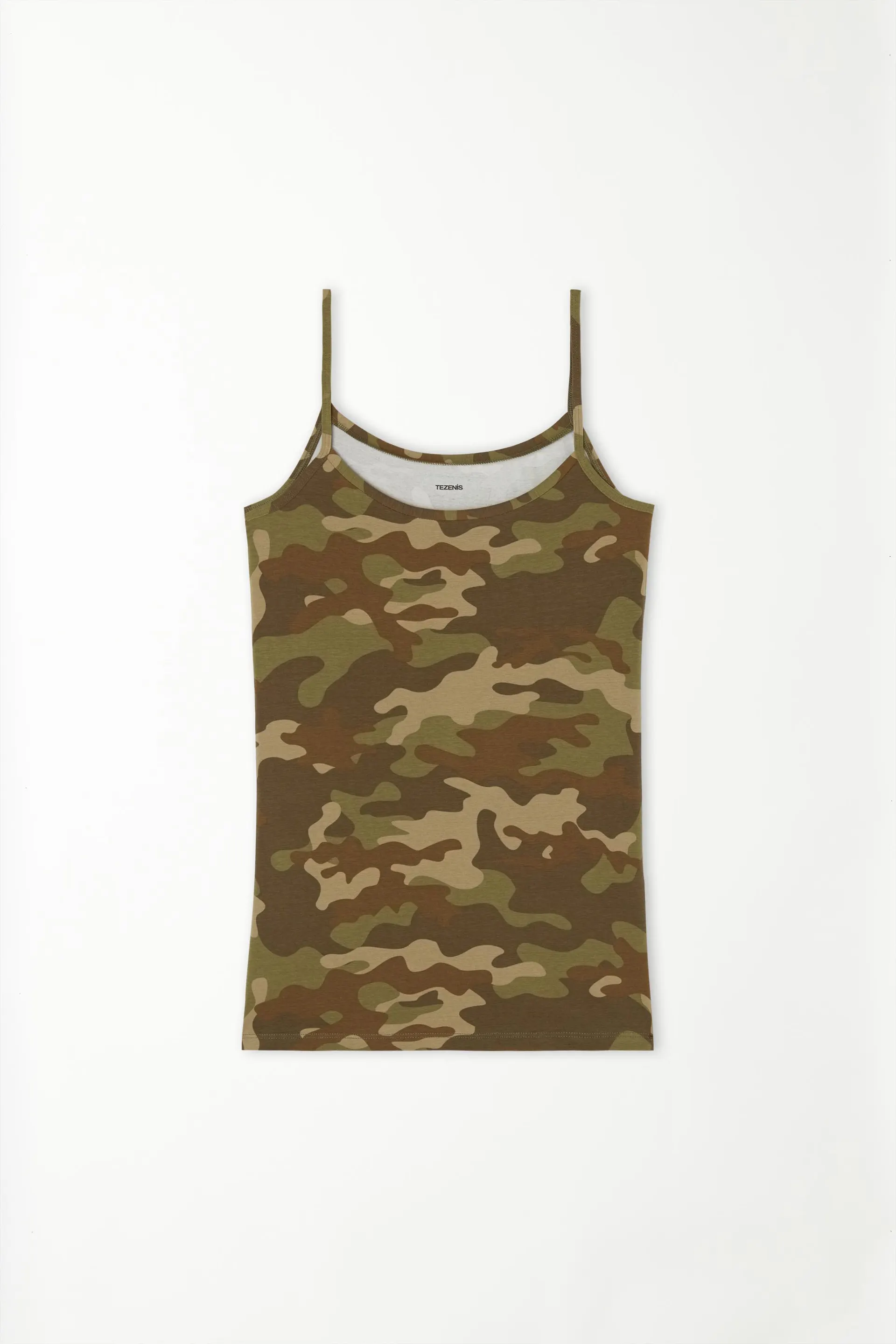 Camiseta de Tirantes de Cuello Redondo en Algodón Elástico