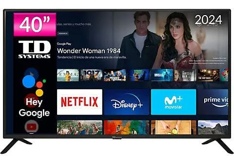 TV DLED 40" - TD SYSTEMS PRIME40C15GLE Hey Google, Full-HD, Arm Cortex A55x4, Smart TV, DVB-T2 (H.265), Negro