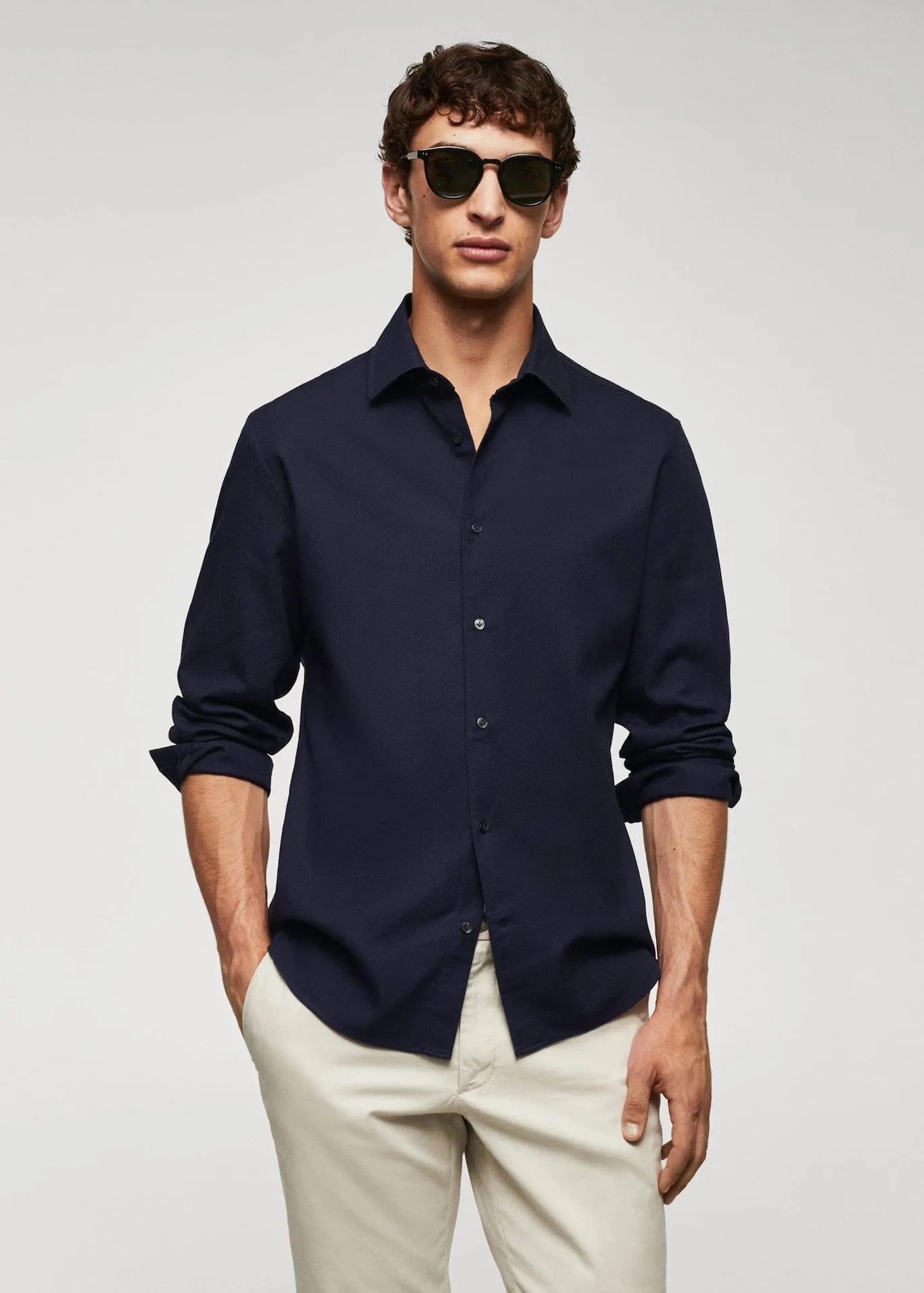 Camisa slim-fit algodón estructura