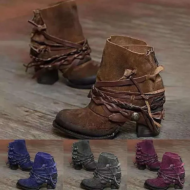 Mujer Botas Botas cowboy Zapatos de gamuza Tallas Grandes Exterior Diario Color sólido Botines Botines Invierno Borla Tacón Cuadrado Dedo redondo Casual Minimalismo PU Cremallera Rojo Gris claro
