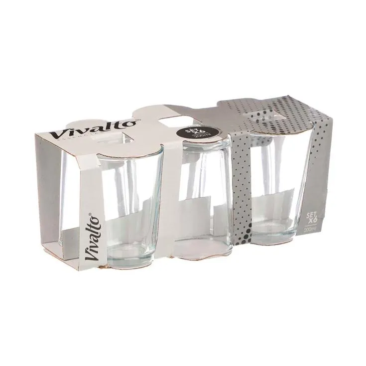 set 6 vasos lisos 200ml, ud