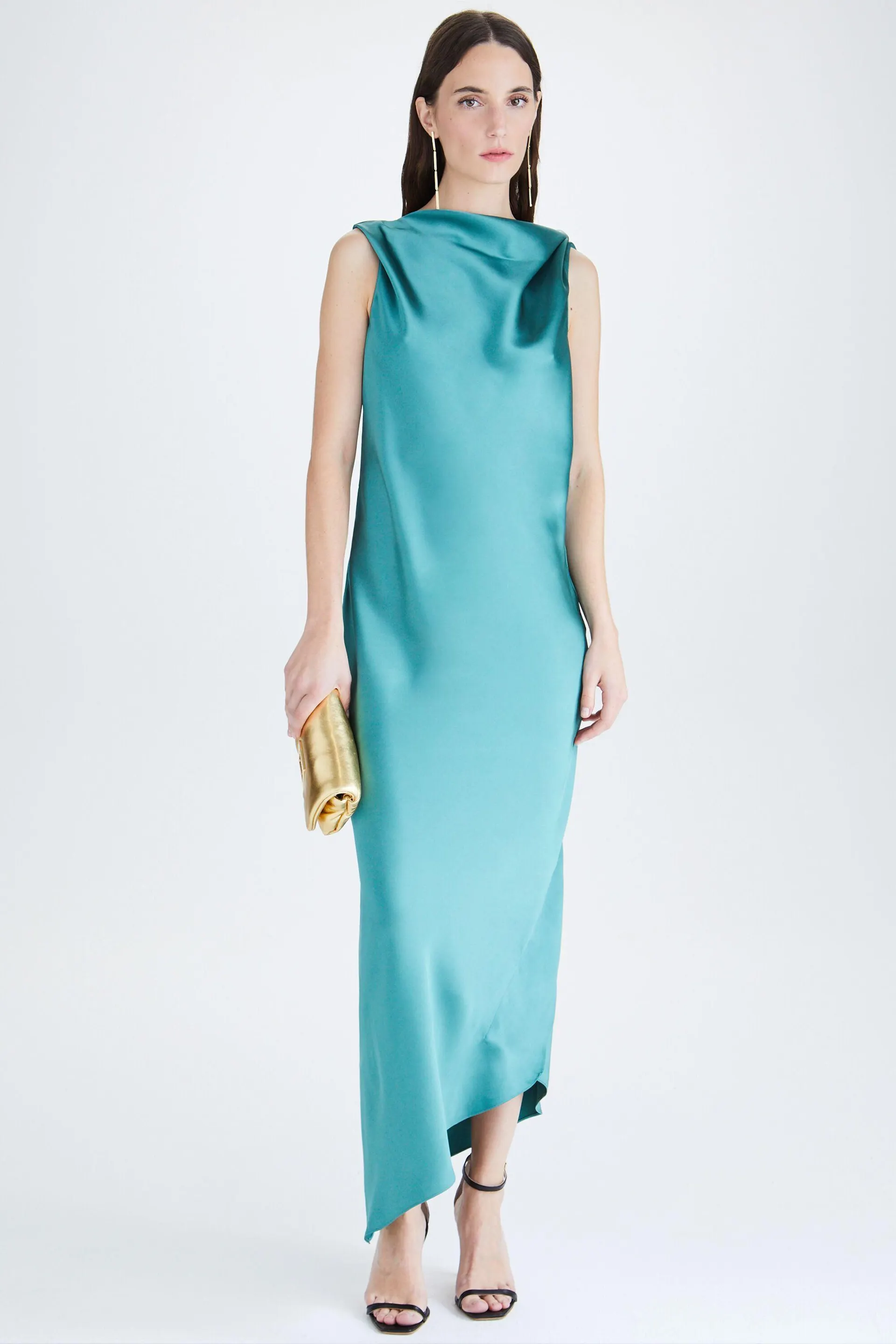 VESTIDO DRAPEADO SATEN CINTURON