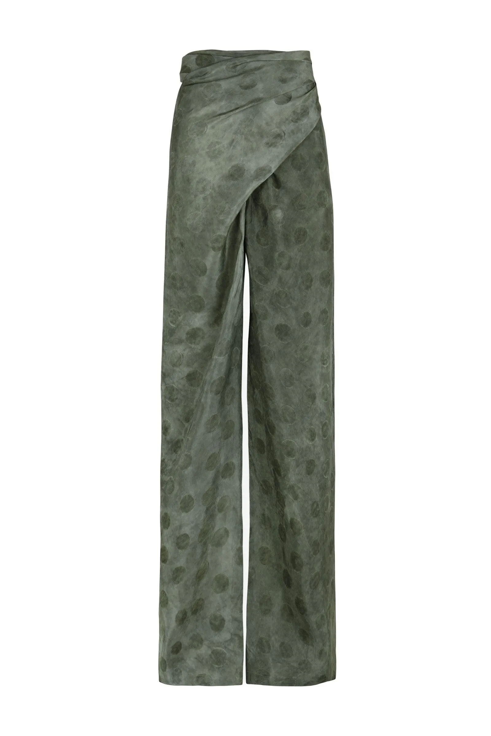 Barita, pantalón en jacquard de lunares jade
