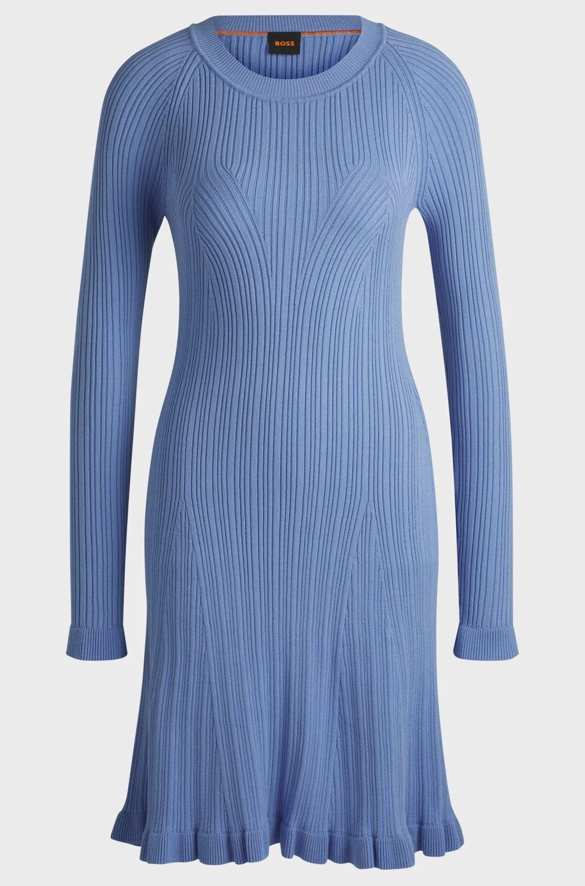 Vestido de punto de manga larga con estructura de canalé