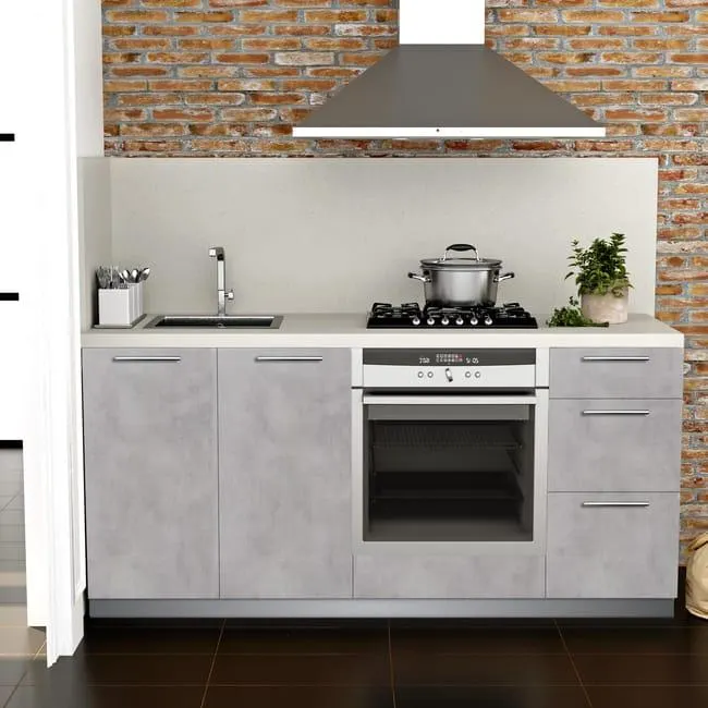Cocina en kit Atenas gris 180 cm con 3 módulos bajos