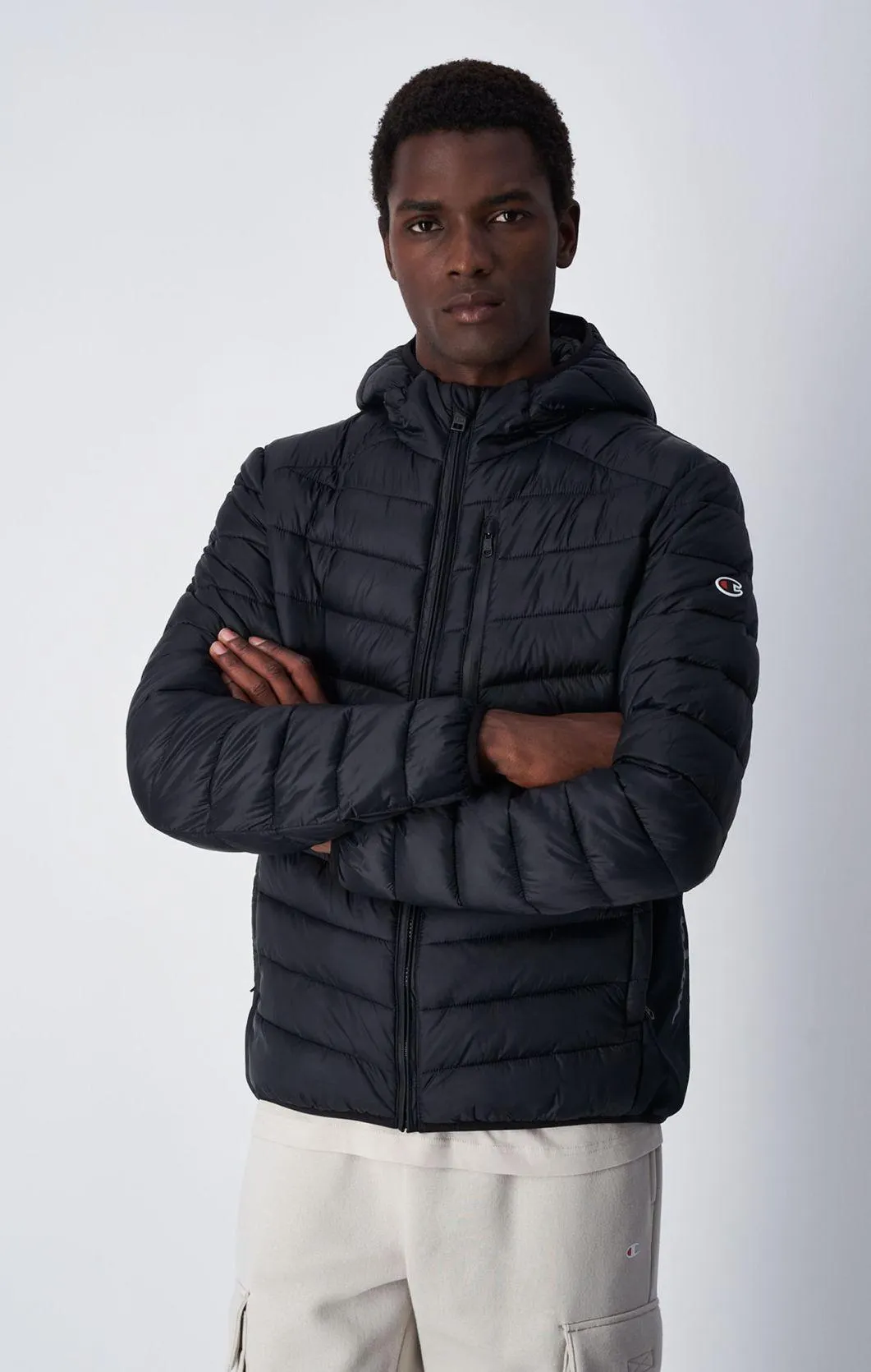 Black Chaqueta acolchada técnica con capucha