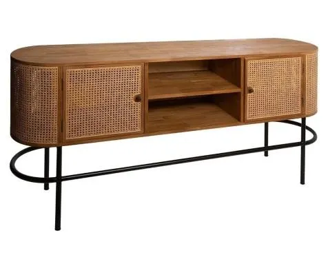 Aparador 2 Puertas Piero Madera Y Ratán Natural