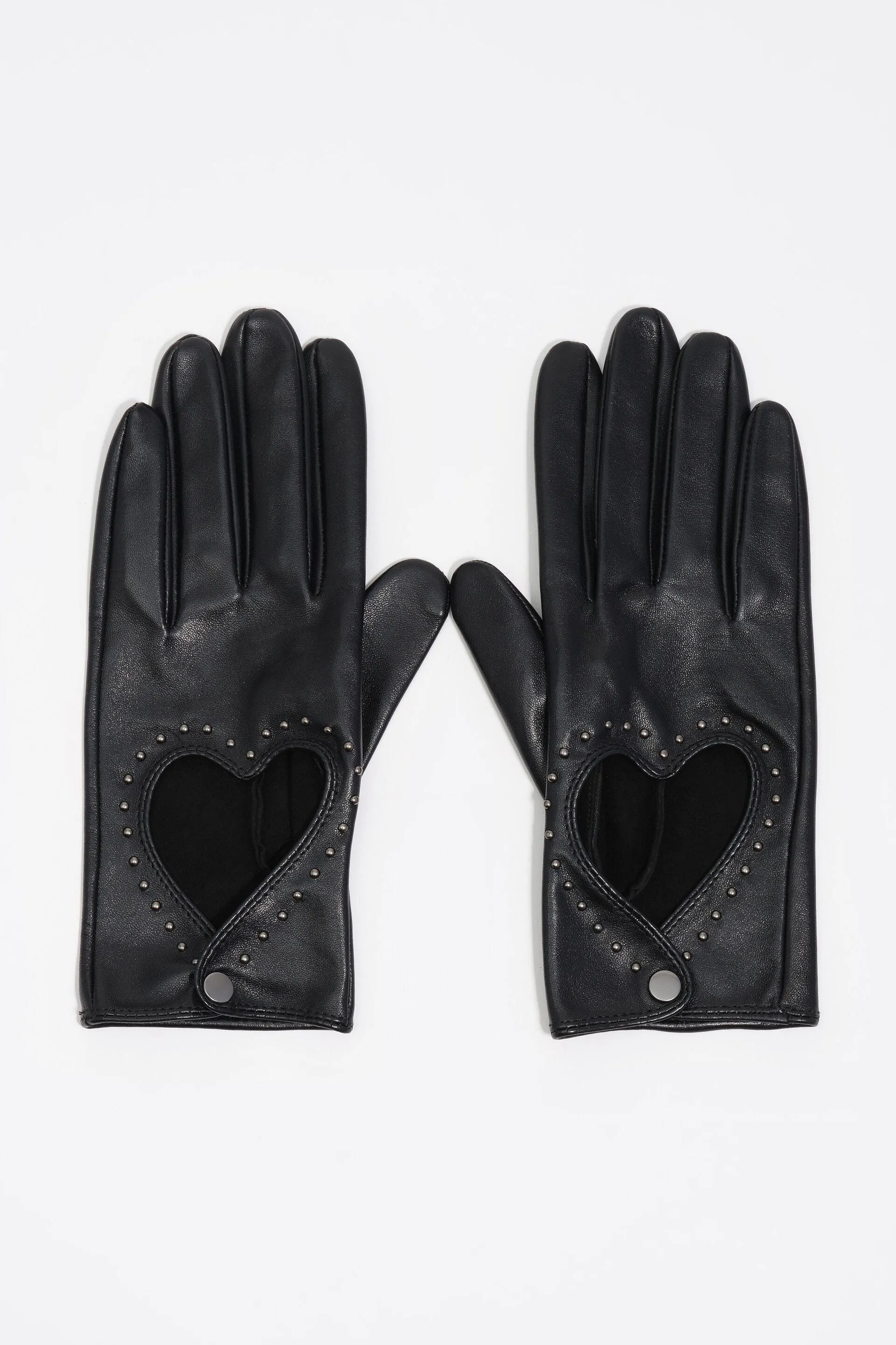Guantes piel corazón negros
