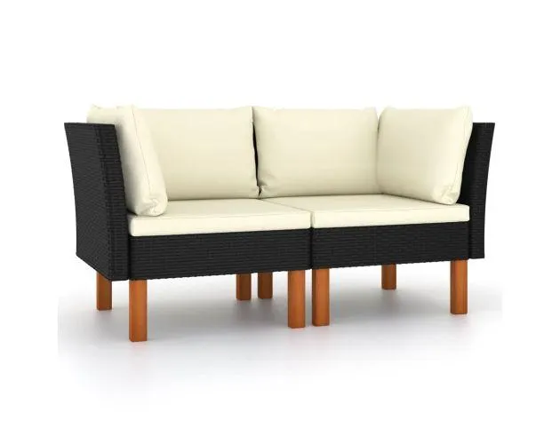 vidaXL sofás de esquina 2 uds ratán sintético y madera de eucalipto