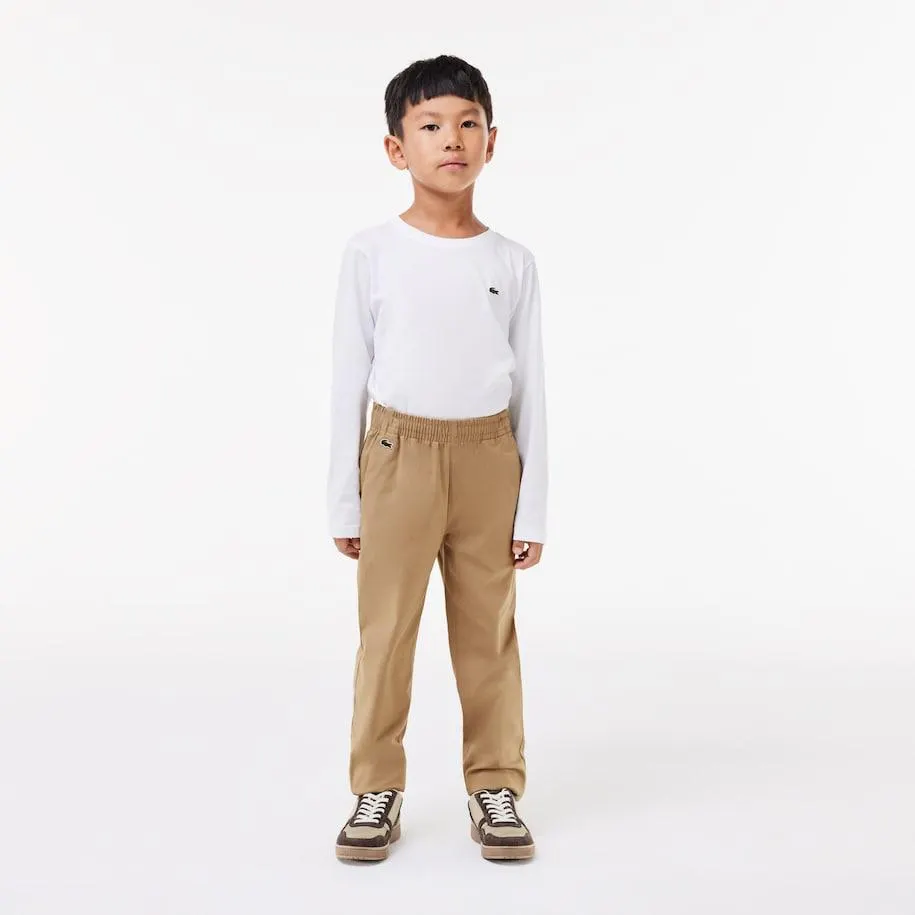 Chinos de niño Lacoste en gabardina de algodón stretch