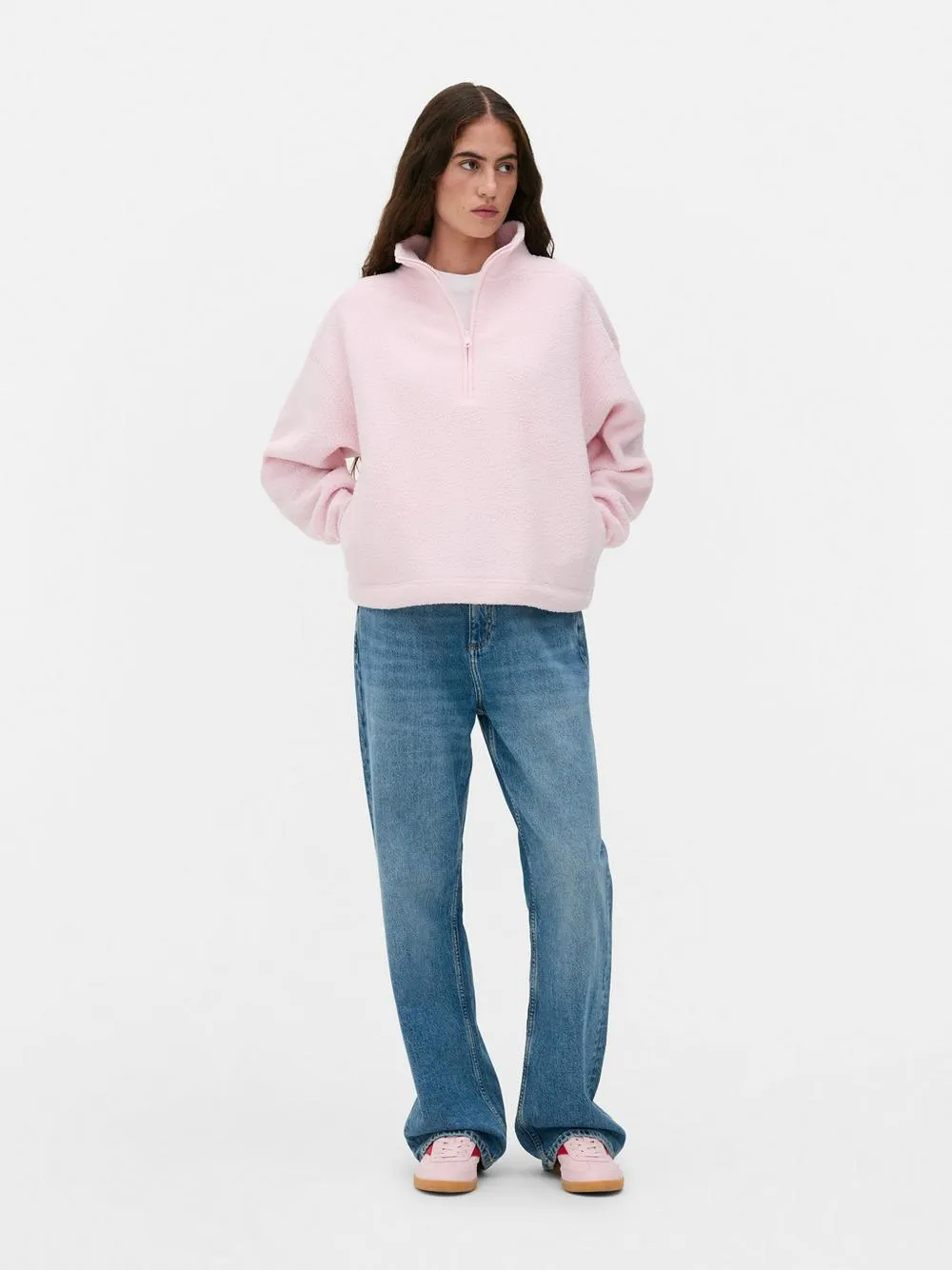 Forro polar de borreguito con media cremallera