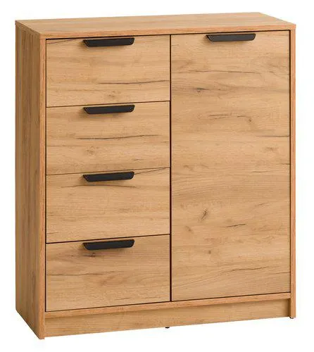 Cómoda JENSLEV 4 cajones 1 puerta roble
