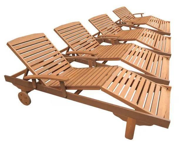 Juego de 4 tumbonas en madera exótica "singapour" - maple - marron claro