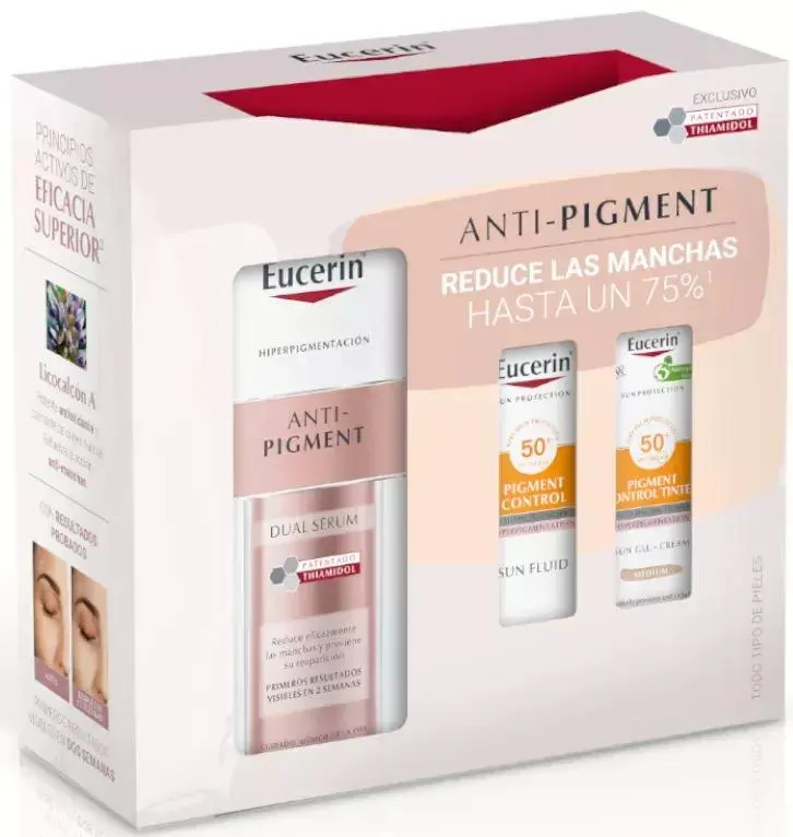 Eucerin Anti-Pigment Dual Sérum 30ml + Mini Fluido Solar SPF50 + Mini Fluido Solar Color SPF50