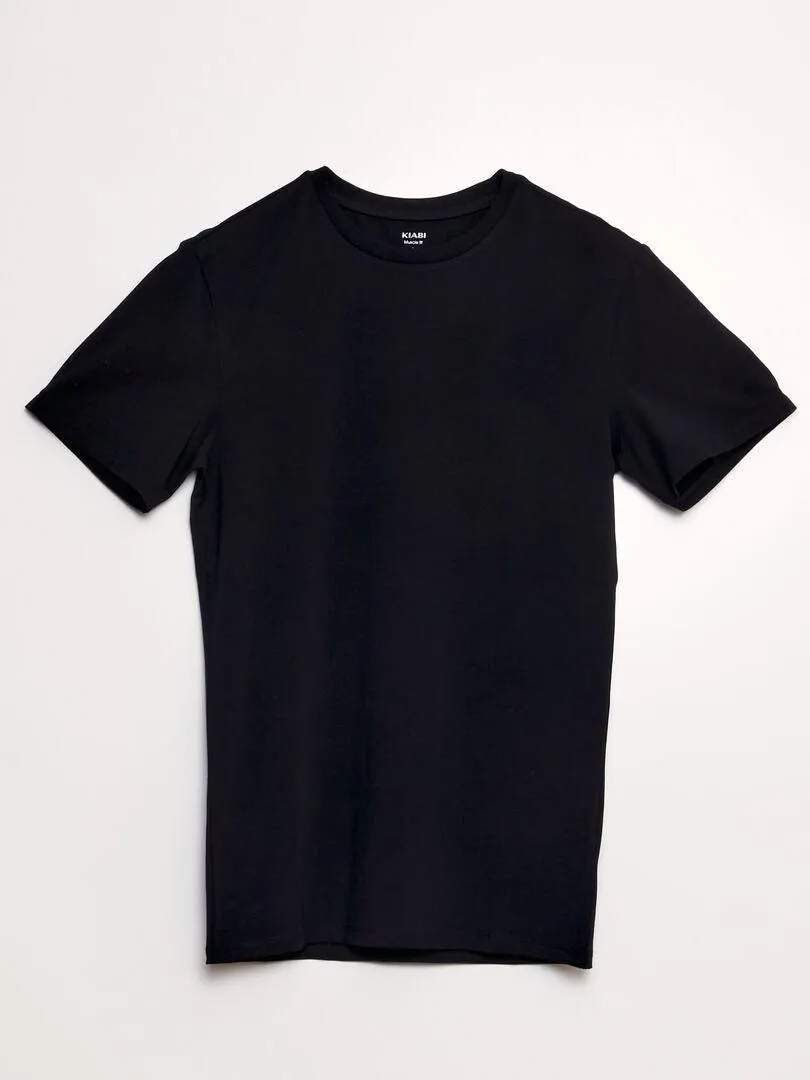Camiseta lisa - Muscle fit - negro