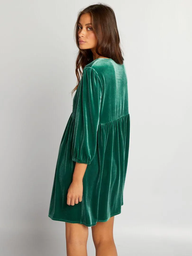 Vestito corto in velluto - Verde