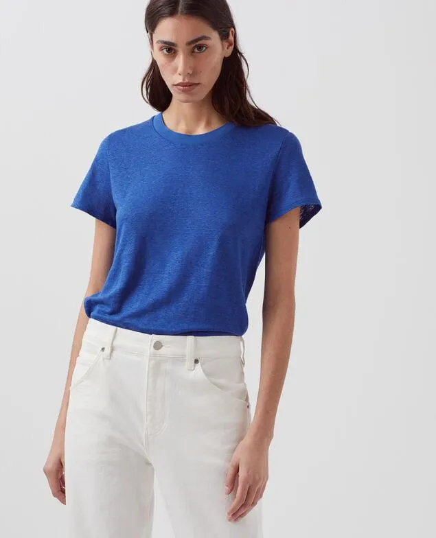 AMANDINE - Camiseta con cuello redondo de lino sodalite blue