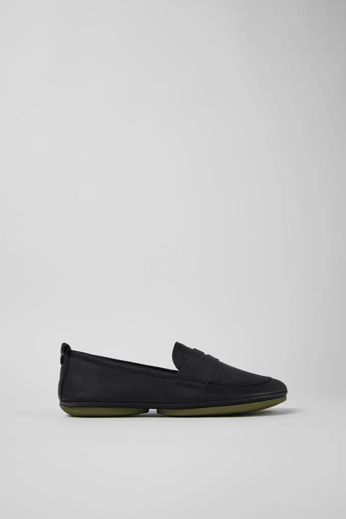Right Mocasín de piel negro para mujer