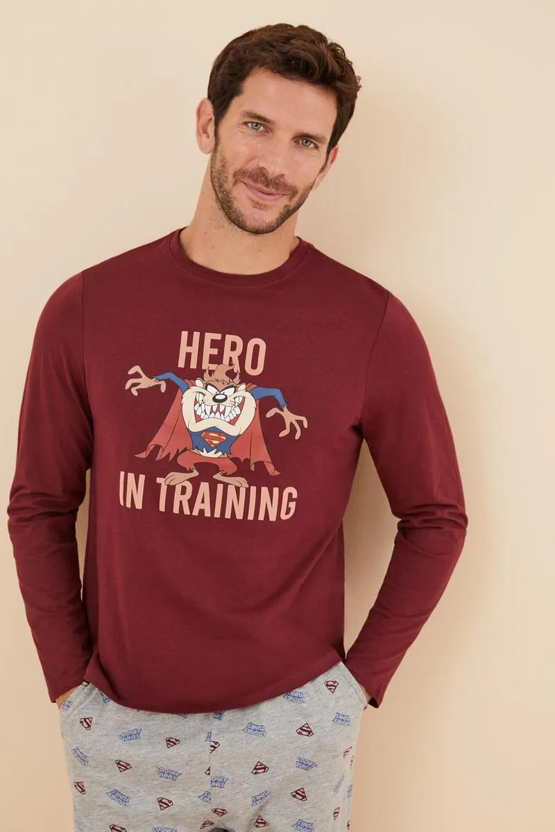 Pijama largo hombre 100% algodón Diablo Tasmania