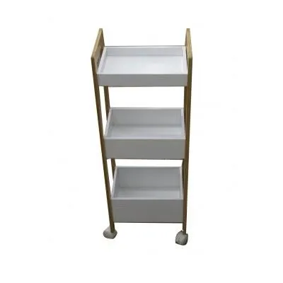 ESTANTERIA BLANCA BAMBU CON RUEDAS