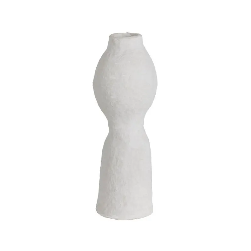 Harire papier-mâché vase, off-white