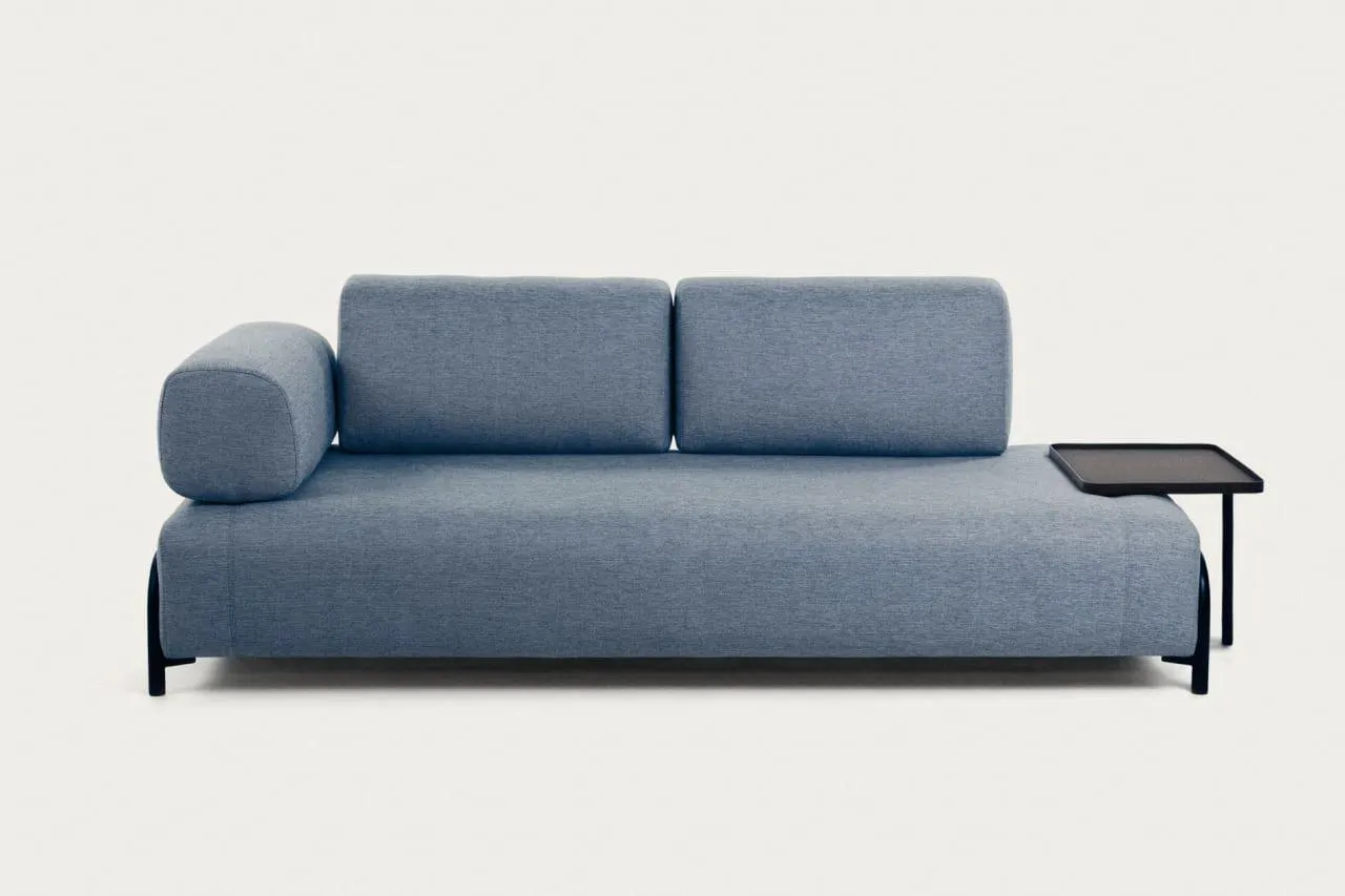 Sofá Compo 3 plazas azul con bandeja grande 252 cm