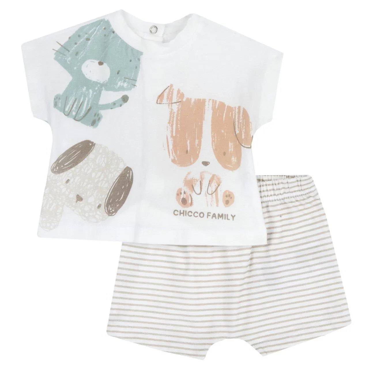 Conjunto de camiseta y pantalón corto bebé perritos