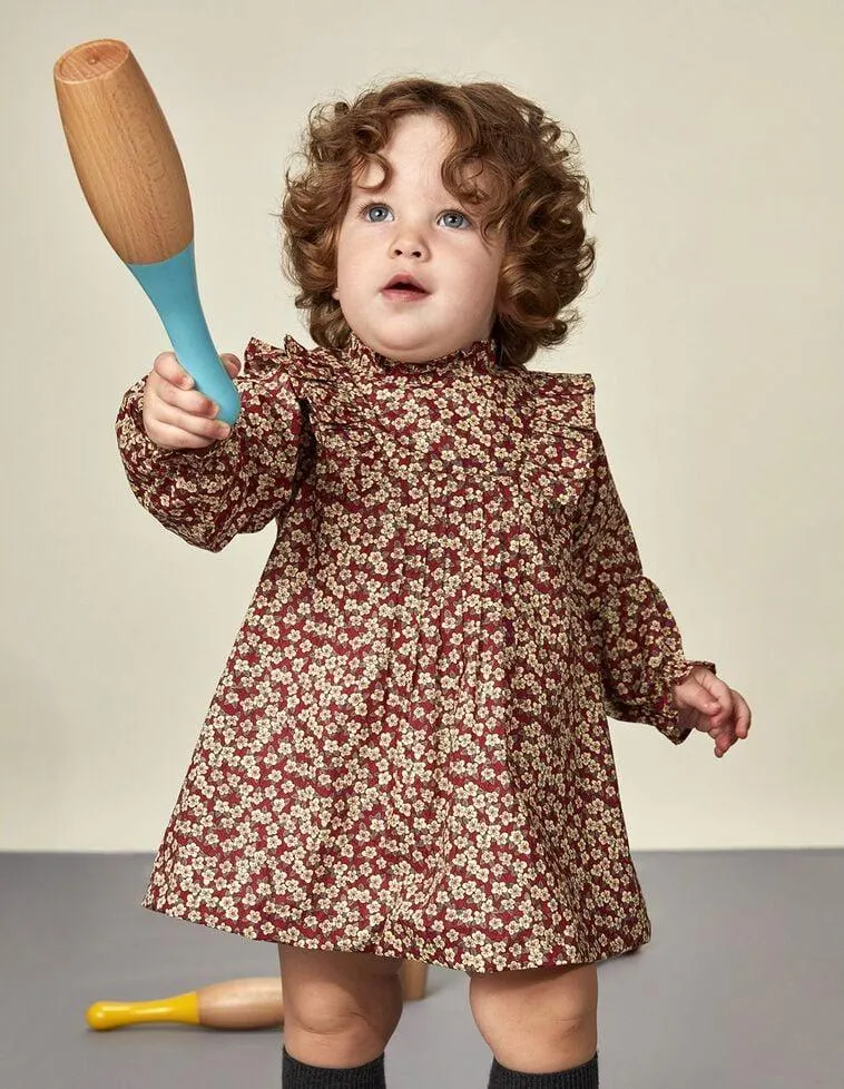 Vestido Flor Liberty Con Volantes Caldera