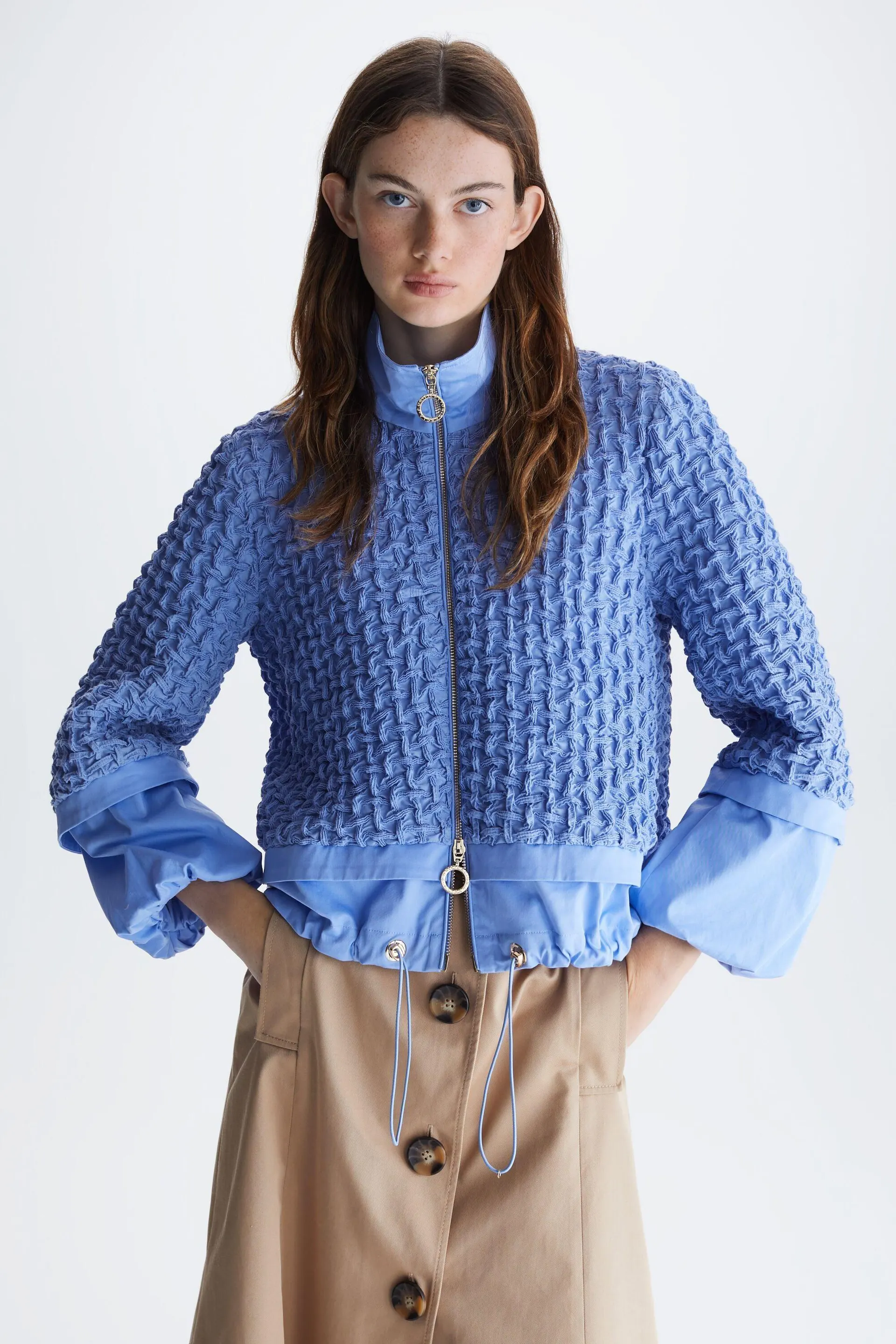 Chaqueta cocoon combinada