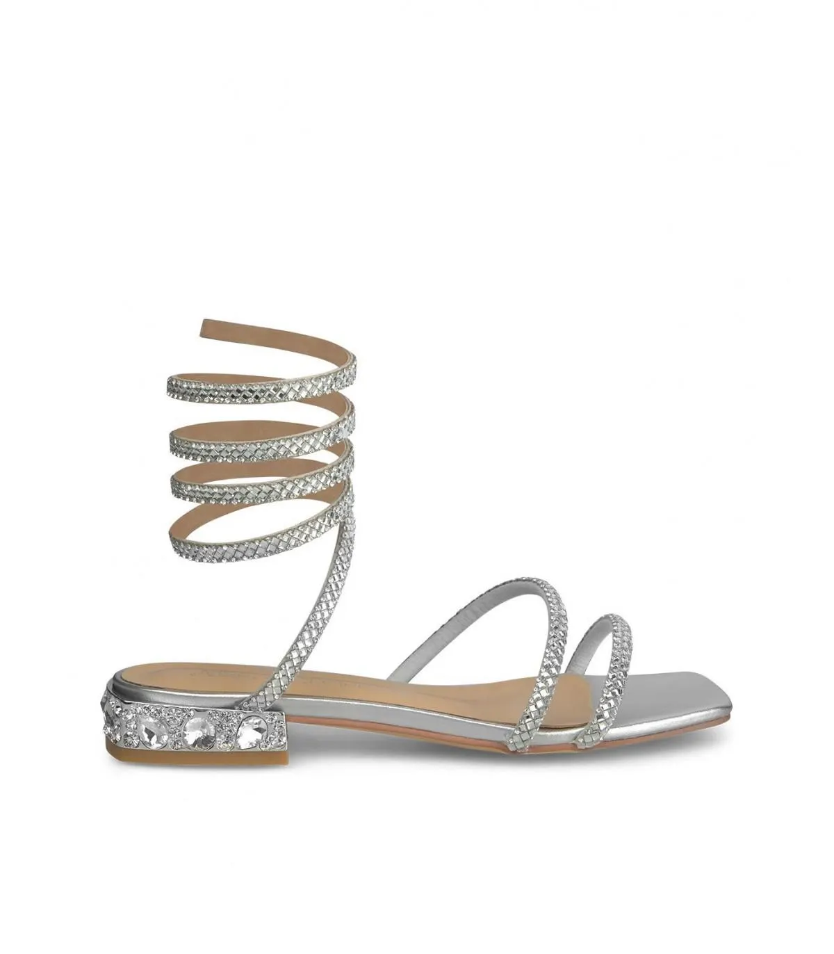 Sandalias planas Mujer Tovin Plata tira al tobillo