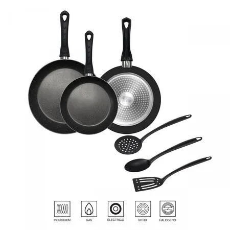 Set sartenes aluminio San Ignacio 3 unidades 18-22-26 cm