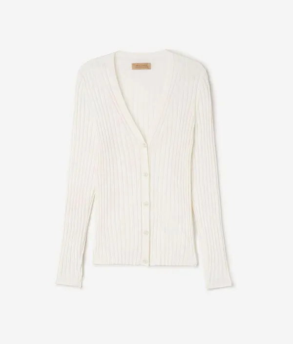 Rebeca de cashmere ultrafine en punto canalé