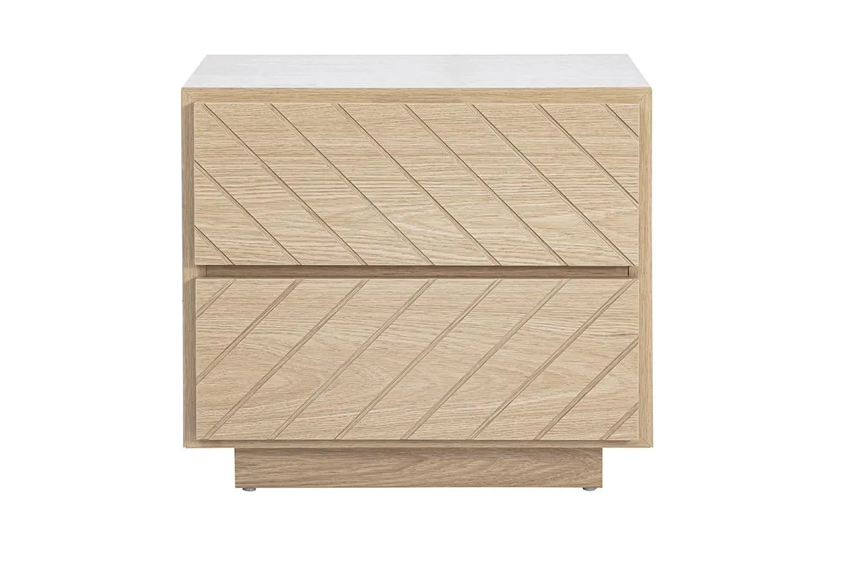 Mesa de noche con almacenamiento 2 cajones acabado madera roble MATALA