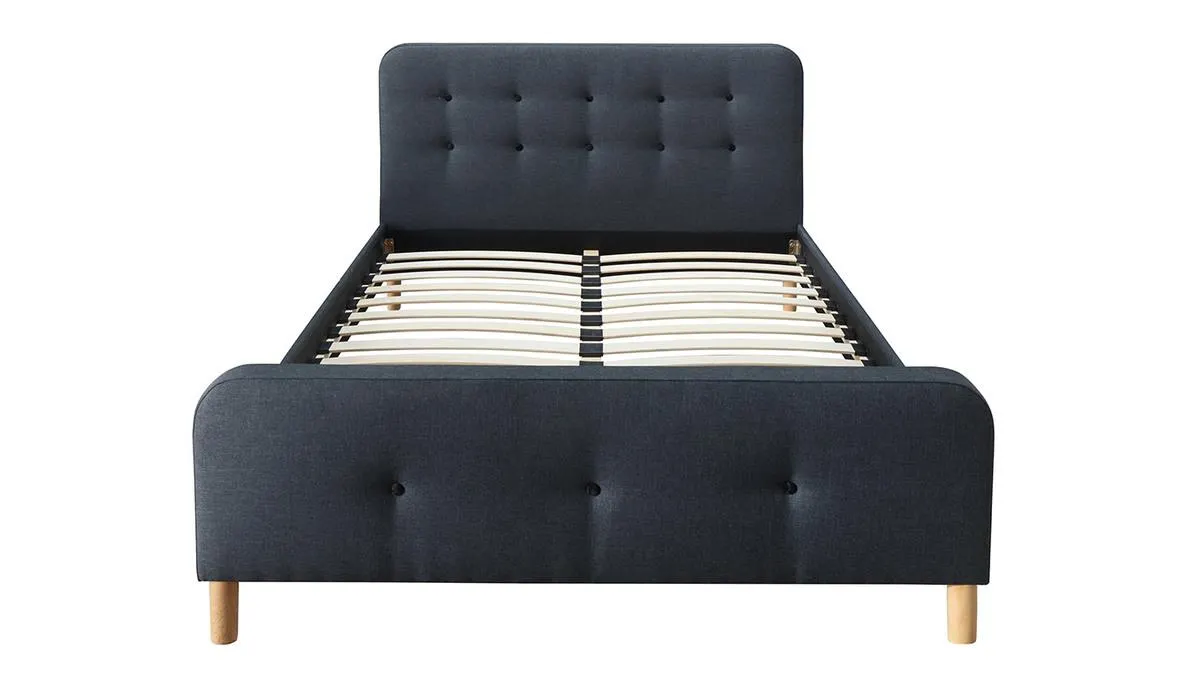 Cama capitoné tejido gris oscuro 160 x 200cm HOLSEN