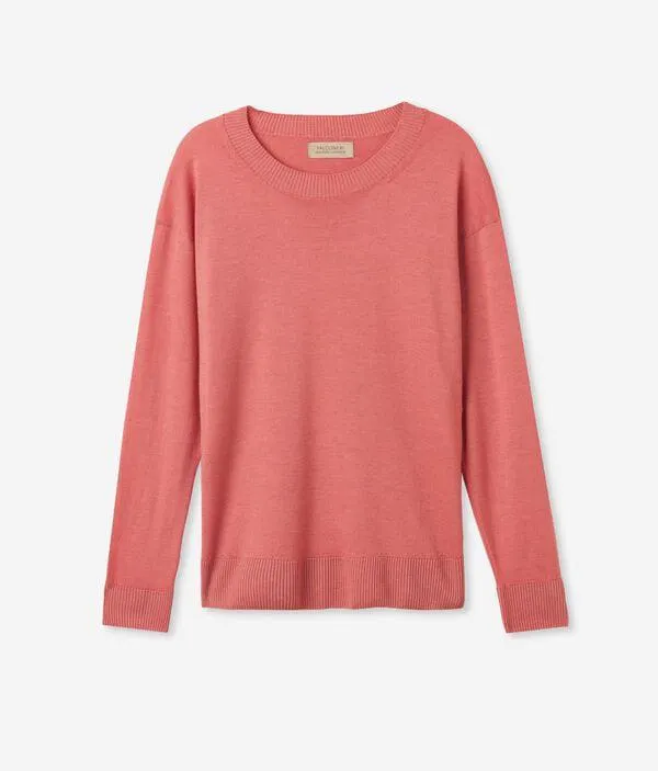 Jersey con cuello redondo de cashmere con aberturas