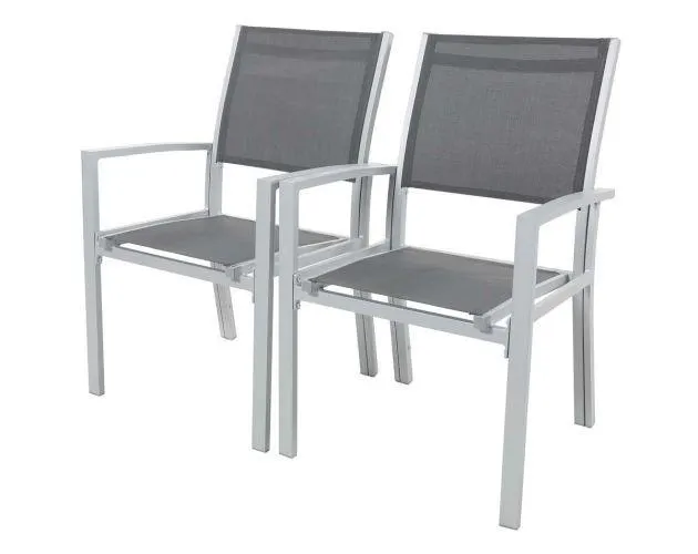 Juego de 2 sillas para jardín- textileno "tropic" - phoenix - gris oscuro