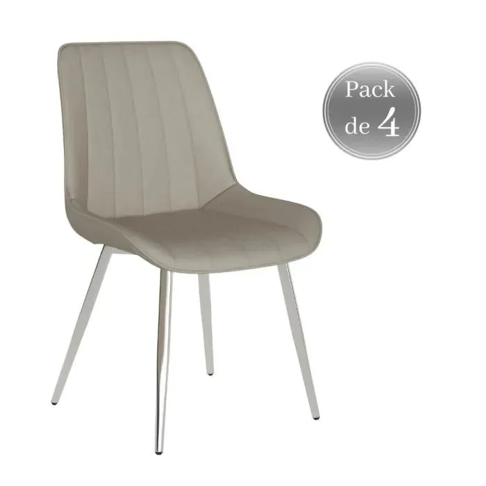 Juego de 4 Sillas de Comedor Tapizadas en color Perla ESTAMBUL