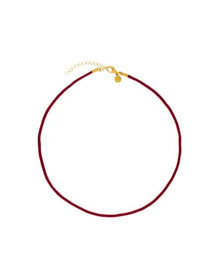 Choker de seda granate 40 cm con broche dorado