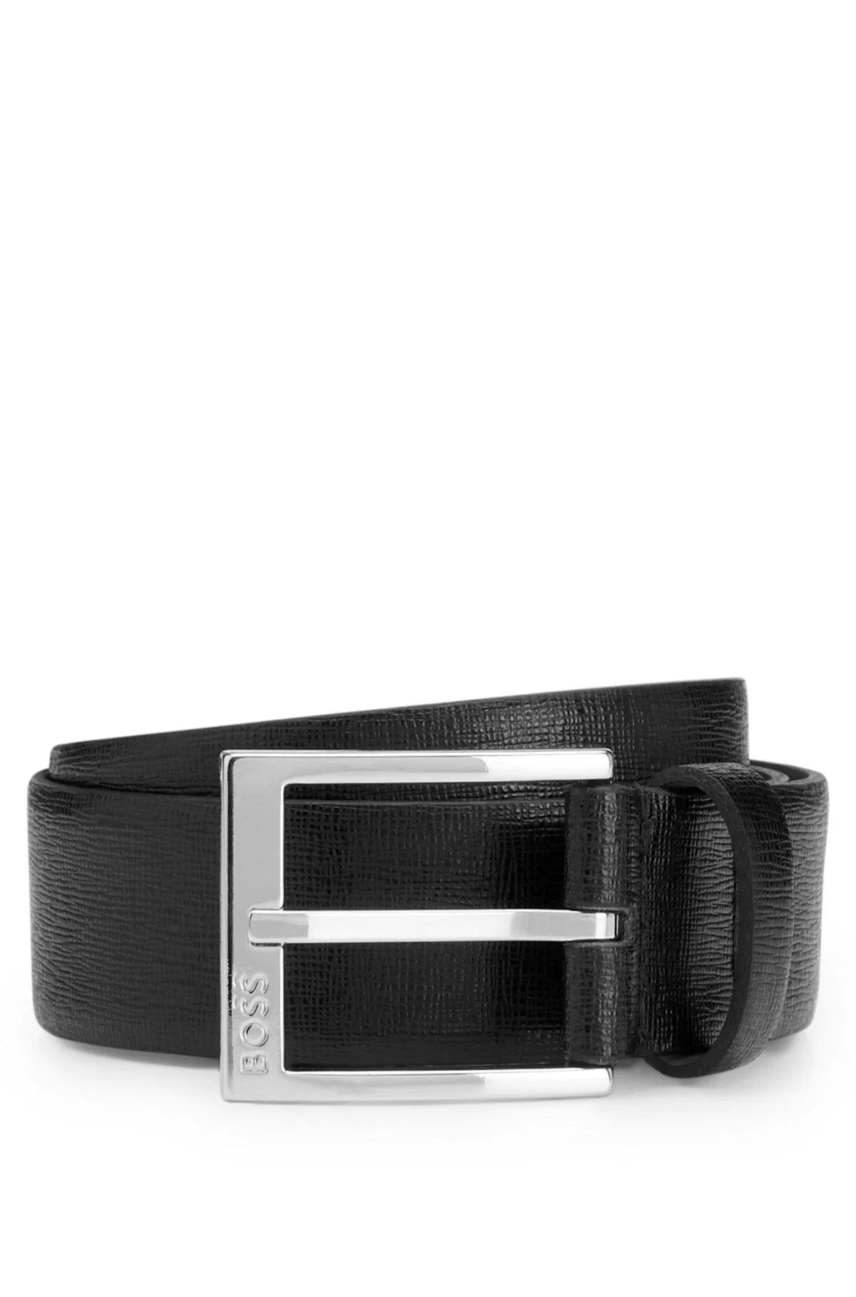 Cinturón de piel italiana con logo en la hebilla