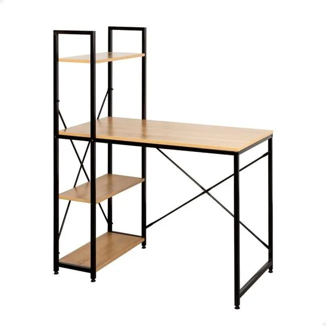 Max Home Escritorio con estantería madera y acero 100x52x120 cm